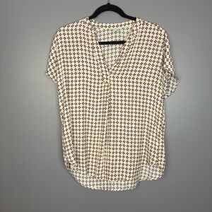 Maison D’Amélie Cream and Black Geometric Blouse